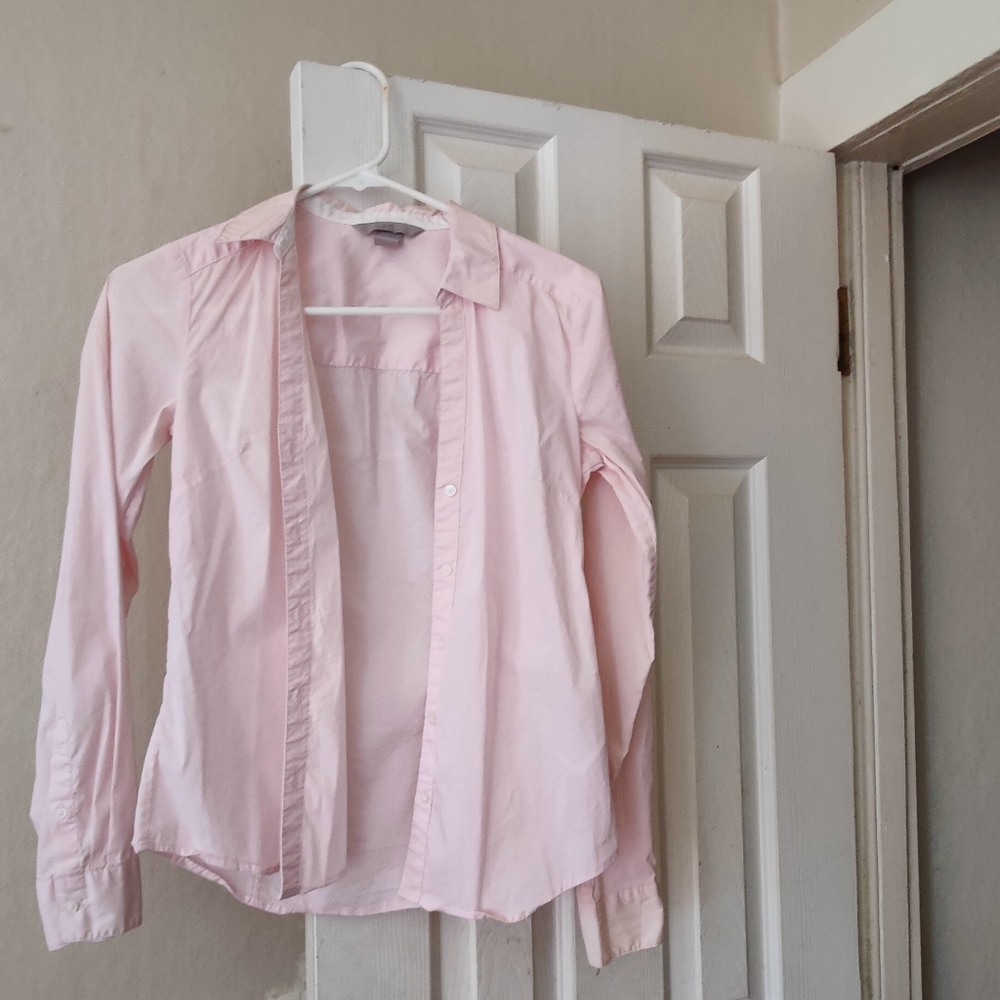 Ladies button down light pink shirt